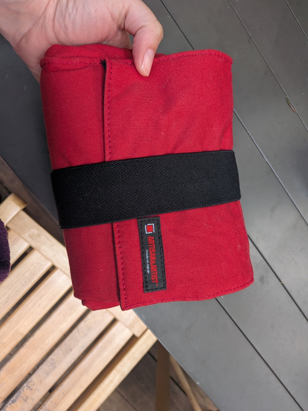 Artisan & Artist Red Canvas Roll with Black Elastic Strap